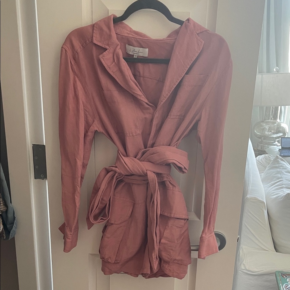 L’Academie Pink Linen Romper